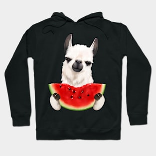 Llama Loves Watermelon Funny Llama Hoodie